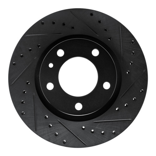 R1 87-88 BMW M6 Front Right Drilled & Slotted Black Brake Rotor