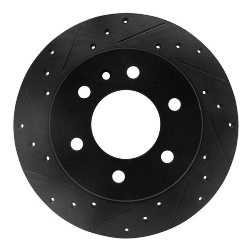 R1 06-18 Dodge Sprinter 2500 Rear Left Drilled & Slotted Black Brake Rotor