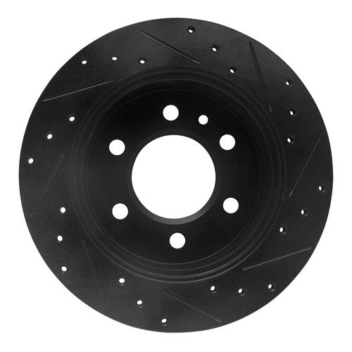 R1 06-18 Dodge Sprinter 2500 Rear Left Drilled & Slotted Black Brake Rotor