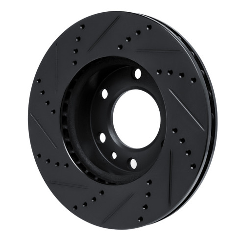 R1 06-25 American Coach PatRiot Front Right Drilled & Slotted Black Brake Rotor