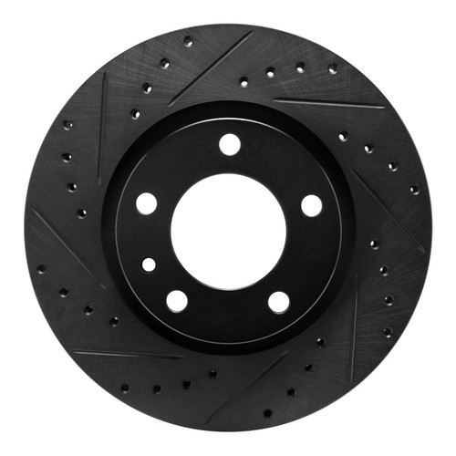 R1 87-88 BMW M5 Front Left Drilled & Slotted Black Brake Rotor