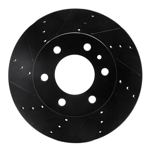 R1 06-25 American Coach PatRiot Front Left Drilled & Slotted Black Brake Rotor