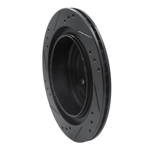 R1 05-09 Subaru Impreza Rear Right Drilled & Slotted Black Brake Rotor