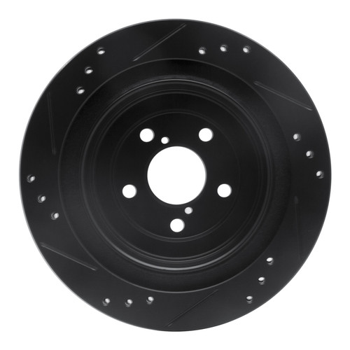 R1 05-09 Subaru Impreza Rear Right Drilled & Slotted Black Brake Rotor