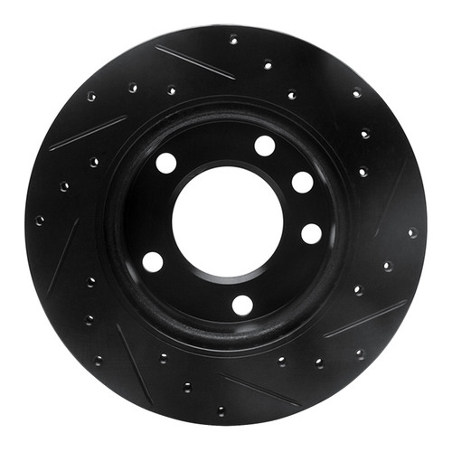 R1 02-06 Dodge Sprinter 3500 Front Left Drilled & Slotted Black Brake Rotor