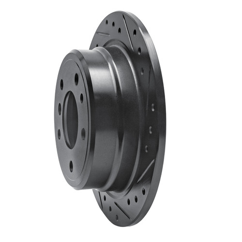 R1 81-86 BMW 735I Rear Right Drilled & Slotted Black Brake Rotor