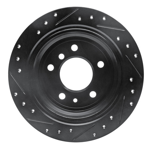 R1 81-86 BMW 735I Rear Right Drilled & Slotted Black Brake Rotor