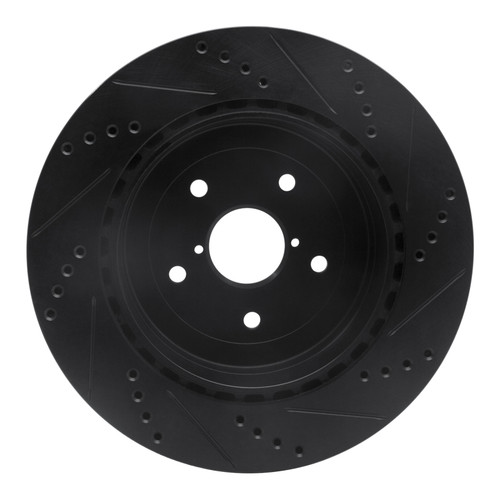 R1 05-07 Subaru Impreza Rear Left Drilled & Slotted Black Brake Rotor
