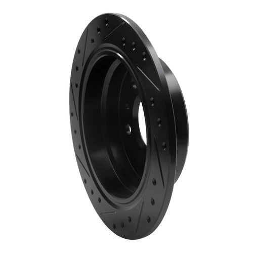 R1 82-89 BMW 524TD Rear Right Drilled & Slotted Black Brake Rotor