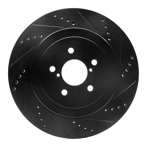 R1 03-04 Subaru Impreza Rear Right Drilled & Slotted Black Brake Rotor