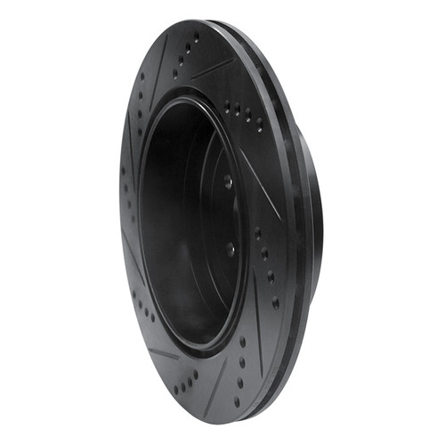 R1 03-04 Subaru Impreza Rear Right Drilled & Slotted Black Brake Rotor