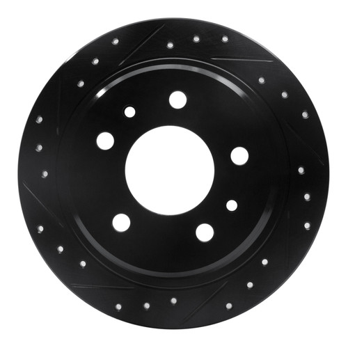 R1 82-89 BMW 633CSI Rear Left Drilled & Slotted Black Brake Rotor