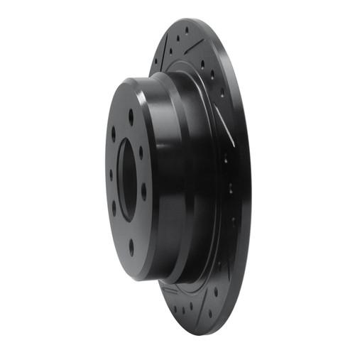 R1 82-89 BMW 633CSI Rear Left Drilled & Slotted Black Brake Rotor