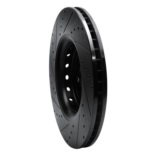 R1 14-23 Dodge Charger Front Right Drilled & Slotted Black Brake Rotor