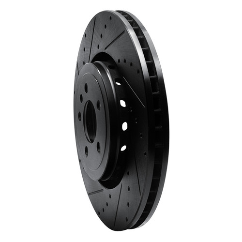 R1 14-23 Dodge Charger Front Left Drilled & Slotted Black Brake Rotor