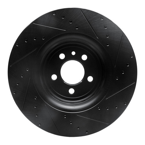 R1 14-23 Dodge Charger Front Left Drilled & Slotted Black Brake Rotor