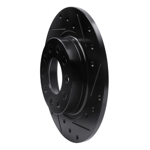 R1 13-16 Dodge Dart Rear Right Drilled & Slotted Black Brake Rotor