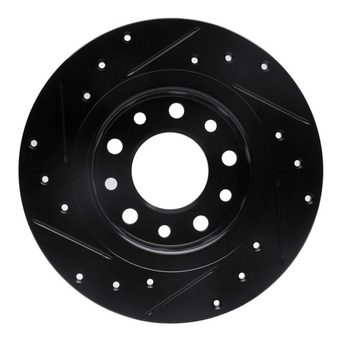 R1 13-16 Dodge Dart Rear Right Drilled & Slotted Black Brake Rotor