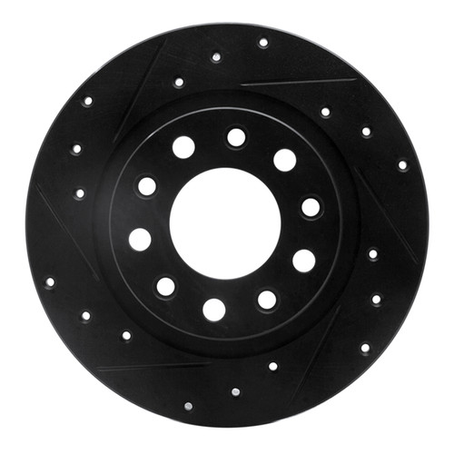 R1 13-16 Dodge Dart Rear Left Drilled & Slotted Black Brake Rotor