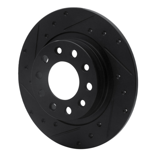 R1 13-16 Dodge Dart Rear Left Drilled & Slotted Black Brake Rotor