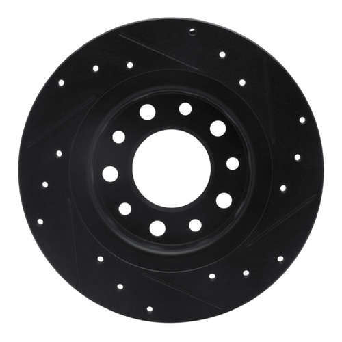 R1 13-16 Dodge Dart Rear Left Drilled & Slotted Black Brake Rotor