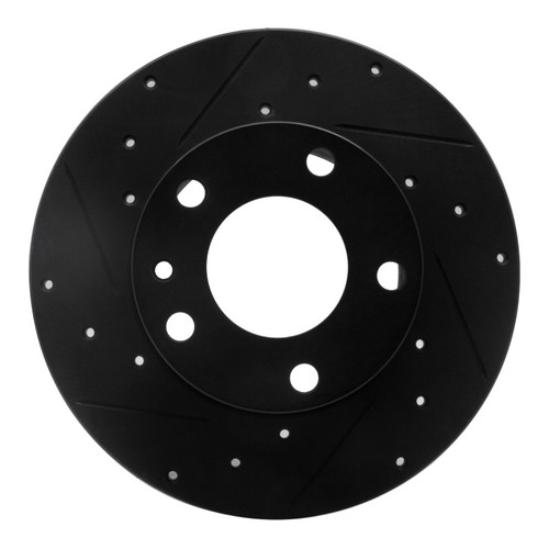 R1 76-76 BMW 530I Front Left Drilled & Slotted Black Brake Rotor