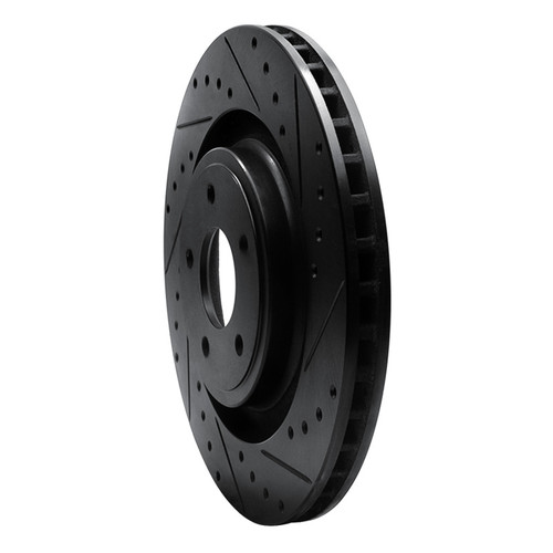 R1 08-14 Chrysler 200 Front Right Drilled & Slotted Black Brake Rotor