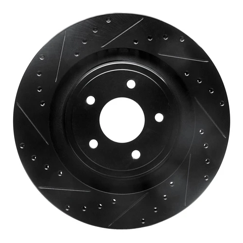 R1 08-14 Chrysler 200 Front Left Drilled & Slotted Black Brake Rotor