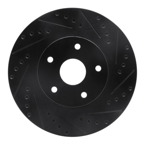 R1 92-97 Subaru SVX Front Right Drilled & Slotted Black Brake Rotor