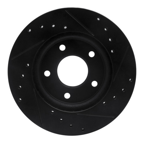 R1 07-17 Dodge CALIBER Front Left Drilled & Slotted Black Brake Rotor