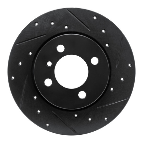 R1 84-85 BMW 318I Front Right Drilled & Slotted Black Brake Rotor