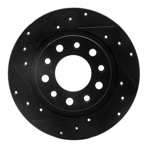 R1 03-17 Dodge Viper Rear Left Drilled & Slotted Black Brake Rotor