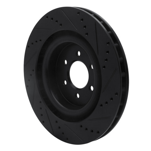 R1 03-17 Dodge Viper Rear Left Drilled & Slotted Black Brake Rotor