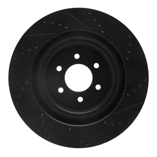 R1 03-17 Dodge Viper Rear Left Drilled & Slotted Black Brake Rotor
