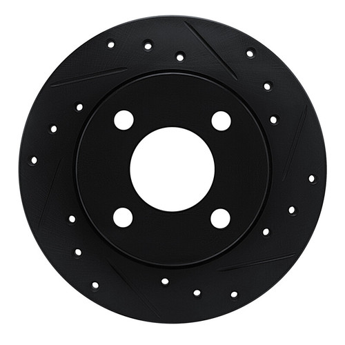 R1 78-90 Dodge RamPAGE Front Right Drilled & Slotted Black Brake Rotor
