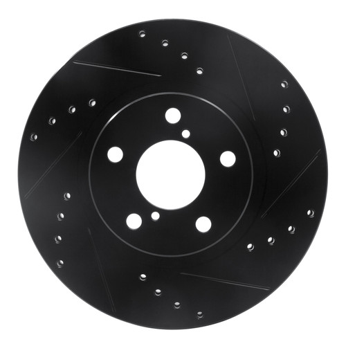 R1 90-16 Saab 9-2X Front Right Drilled & Slotted Black Brake Rotor