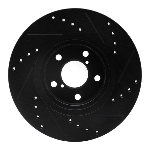 R1 90-16 Saab 9-2X Front Left Drilled & Slotted Black Brake Rotor