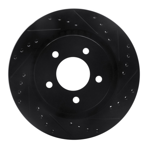 R1 99-04 Chrysler 300M Front Right Drilled & Slotted Black Brake Rotor