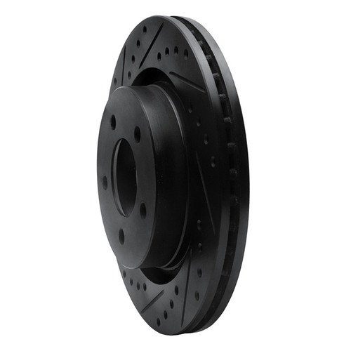 R1 99-04 Chrysler 300M Front Left Drilled & Slotted Black Brake Rotor