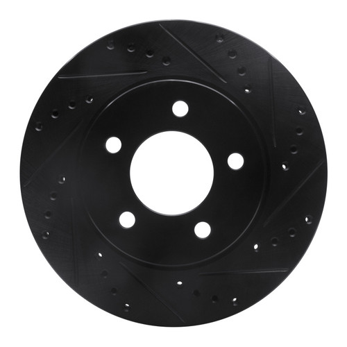 R1 98-00 Chrysler LHS Front Right Drilled & Slotted Black Brake Rotor