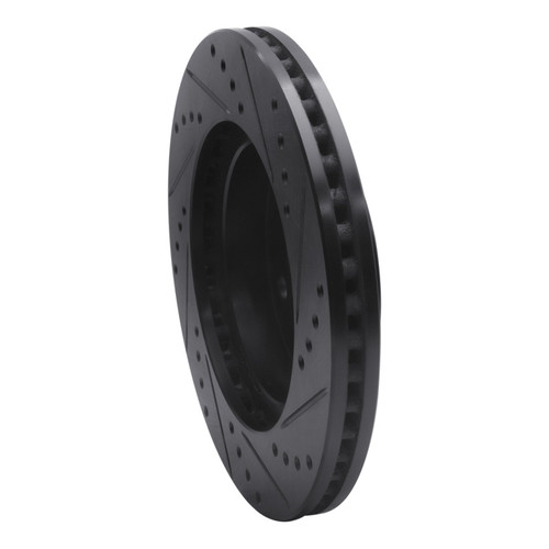 R1 98-00 Chrysler LHS Front Right Drilled & Slotted Black Brake Rotor