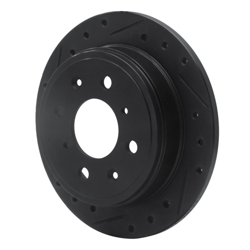 R1 98-00 Chrysler LHS Front Left Drilled & Slotted Black Brake Rotor