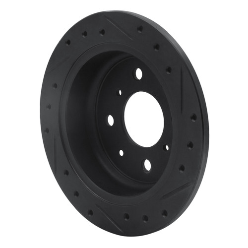 R1 98-00 Chrysler LHS Front Left Drilled & Slotted Black Brake Rotor