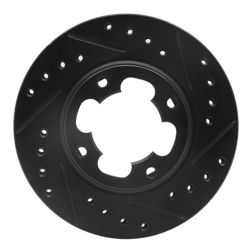 R1 87-94 Subaru Justy Front Right Drilled & Slotted Black Brake Rotor