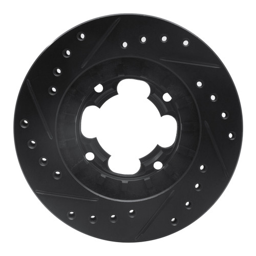 R1 87-94 Subaru Justy Front Right Drilled & Slotted Black Brake Rotor