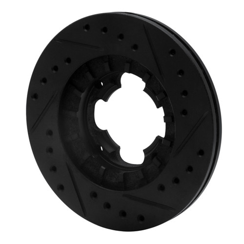 R1 87-94 Subaru Justy Front Left Drilled & Slotted Black Brake Rotor