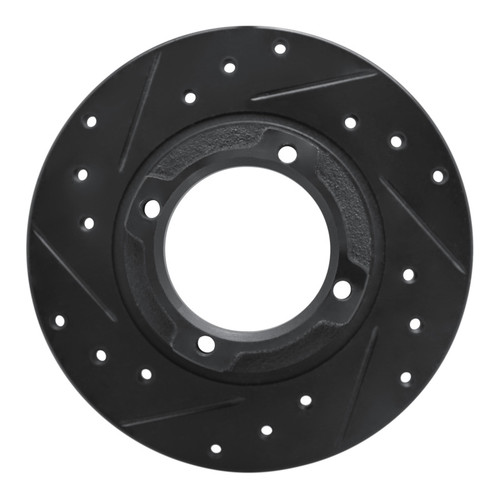 R1 85-91 Subaru GL-10 Rear Left Drilled & Slotted Black Brake Rotor