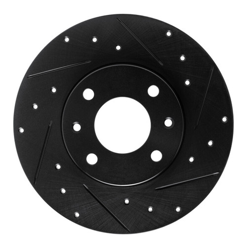 R1 89-91 Peugeot 405 Front Right Drilled & Slotted Black Brake Rotor