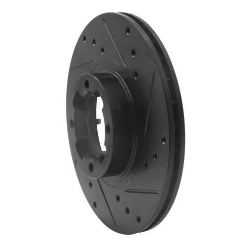 R1 85-94 Subaru DL Front Right Drilled & Slotted Black Brake Rotor