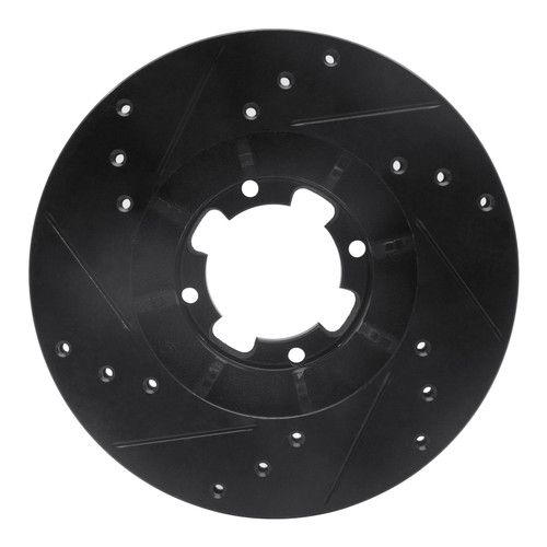 R1 85-94 Subaru DL Front Right Drilled & Slotted Black Brake Rotor